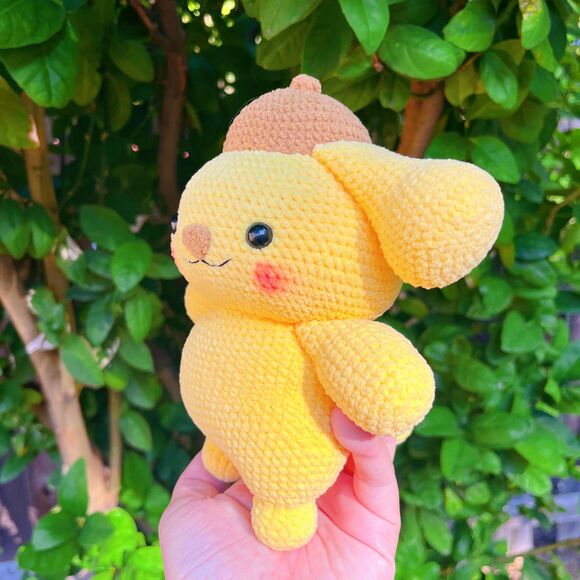 Sanrio Pompompurin Detective Plush | Kawaii Crochet Dog | Amigurumi Yellow Puppy - Picture 4 of 11